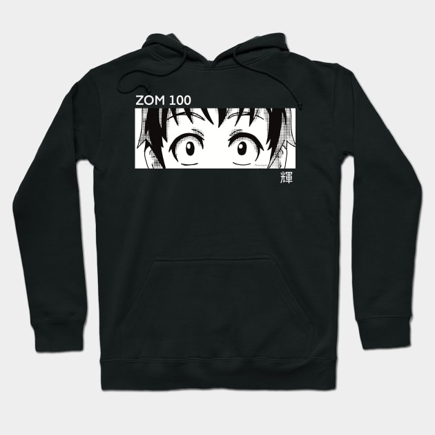 Akira Tendou from Zom 100 Bucket List of the Dead or Zombie ni Naru made ni Shitai 100 no Koto Anime Eyes Boy Character in Aesthetic Pop Culture Art with His Awesome Japanese Kanji Name - Black Hoodie by Animangapoi